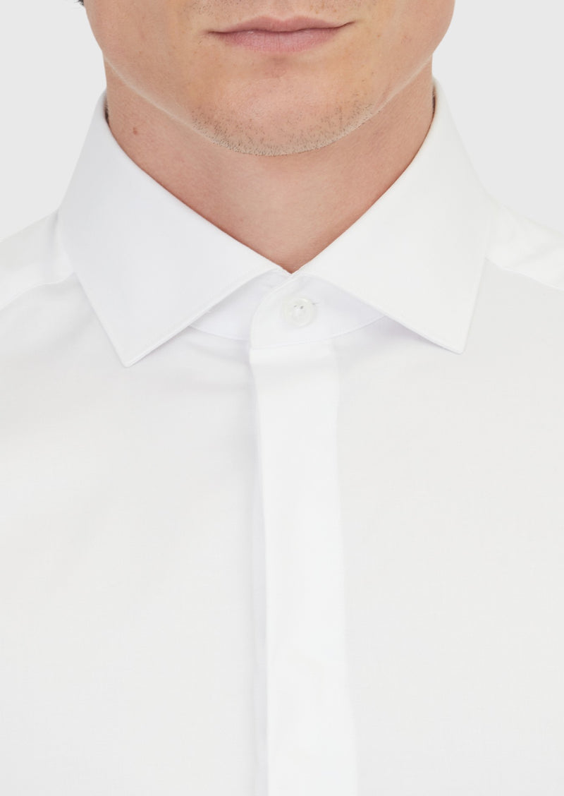 Beyaz Slim Fit Uzun Dokuma Klasik %100 Pamuk Gömlek