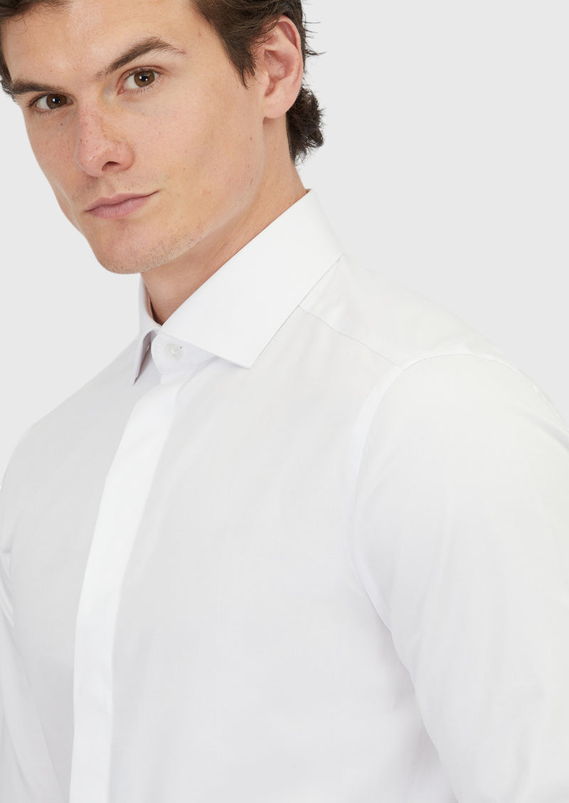 Beyaz Slim Fit Uzun Dokuma Klasik %100 Pamuk Gömlek