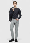 Gri Düz Dokuma Slim Fit Casual Pamuk Karışımlı Pantolon