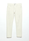 Ekru Düz Dokuma Slim Fit Casual Pamuk Karışımlı Pantolon