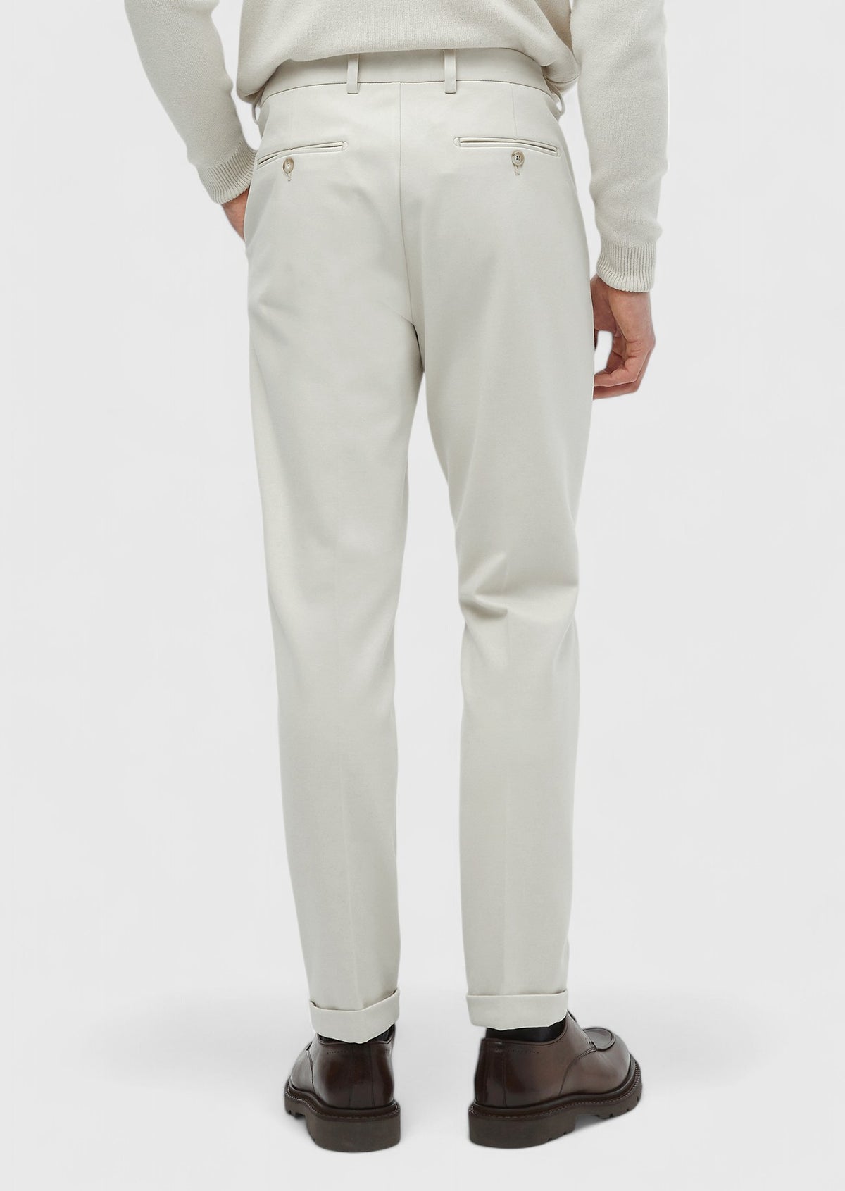 Bej Düz Örme Regular Fit Casual Pantolon
