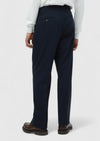 Lacivert Çizgili Dokuma Loose Fit Casual Pantolon