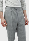 Açık Gri Desenli Dokuma Loose Fit Casual Yün Karışımlı Pantolon