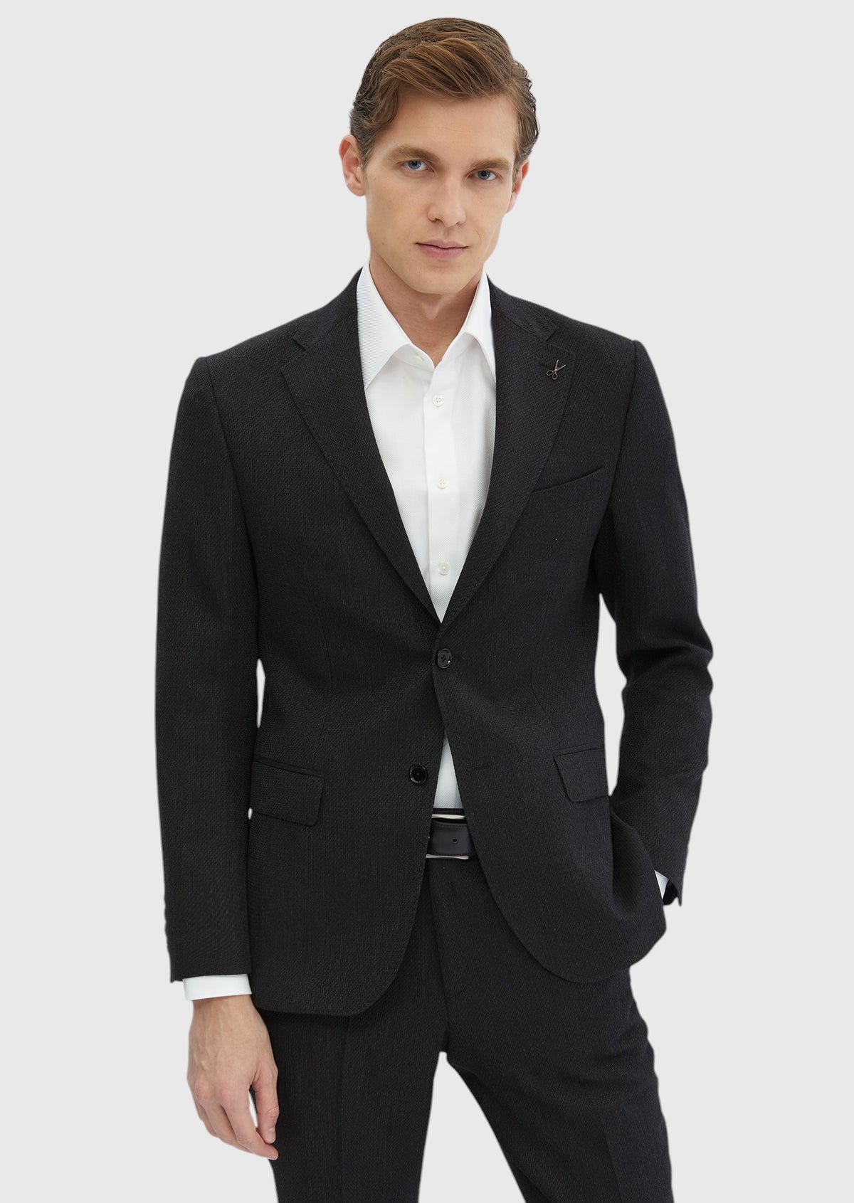 Lacivert Düz Zeroweight Slim Fit %100 Yün Takım Elbise