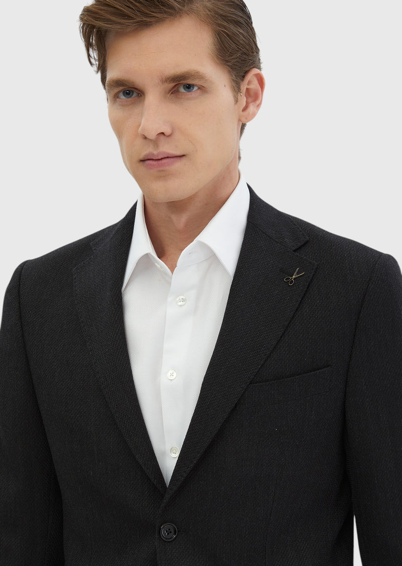Lacivert Düz Zeroweight Slim Fit %100 Yün Takım Elbise