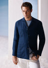 Lacivert Düz Slim Fit Pamuk Karışımlı Ceket