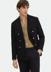 Siyah Desenli Shirt Shoulder Slim Fit Pamuk Karışımlı Ceket