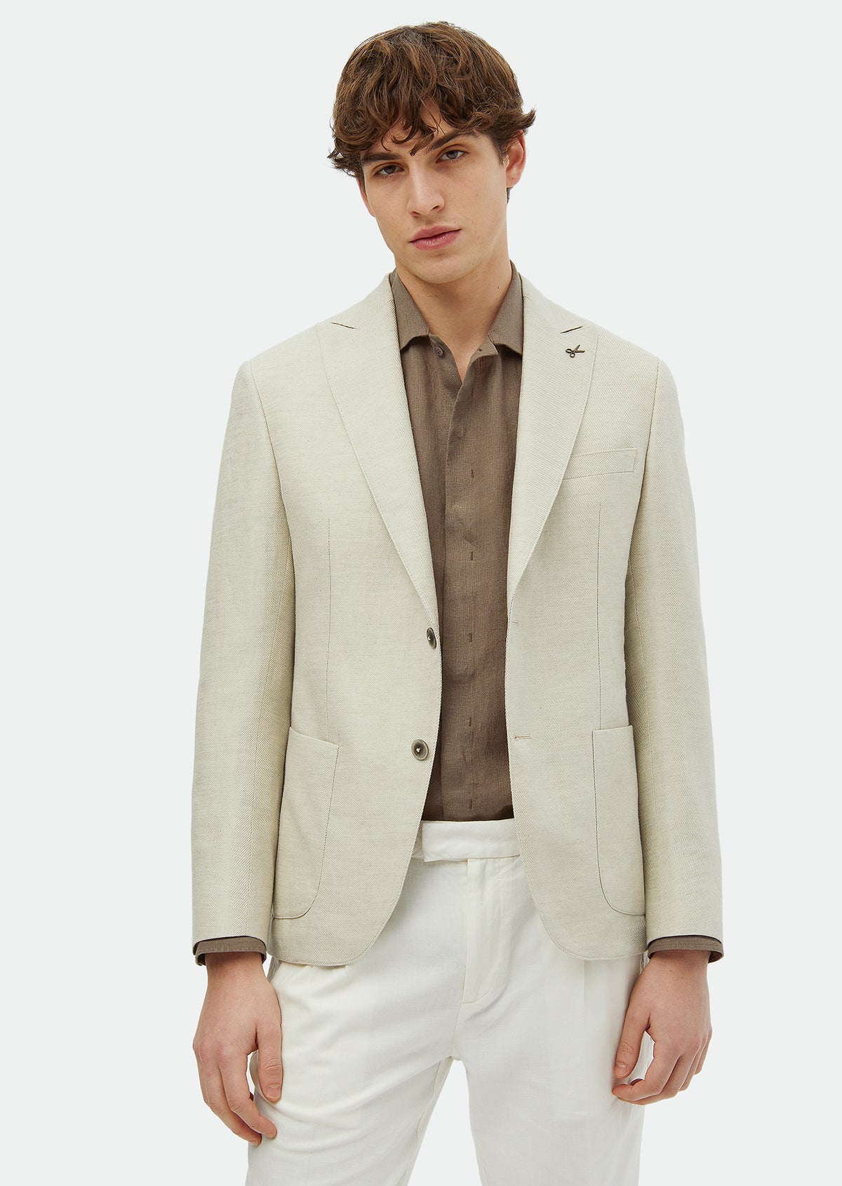 Bej Düz Zeroweight Slim Fit Pamuk Karışımlı Ceket