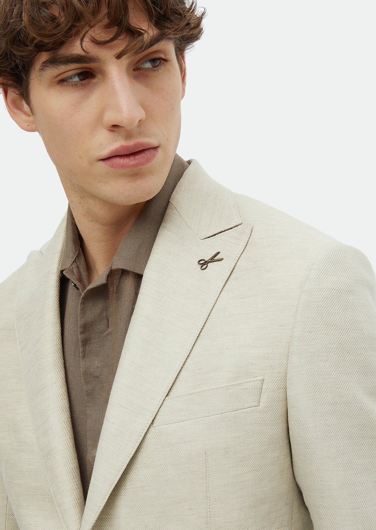 Bej Düz Zeroweight Slim Fit Pamuk Karışımlı Ceket