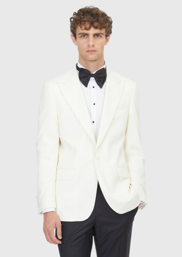 Ekru Düz Thin&taller Slim Fit Kruvaze Yaka Dokuma Smokin Takım Elbise