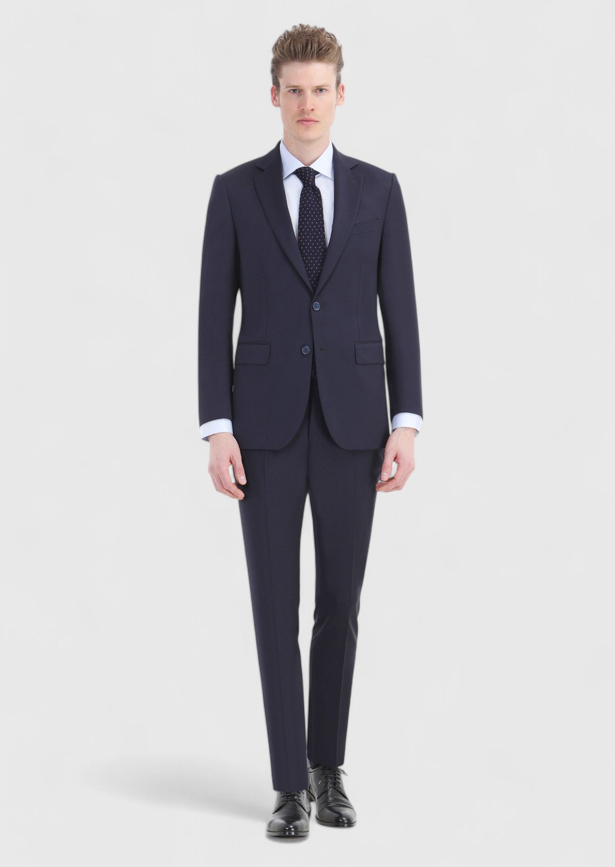 Lacivert Düz Thin&taller Slim Fit %100 Yün Takım Elbise