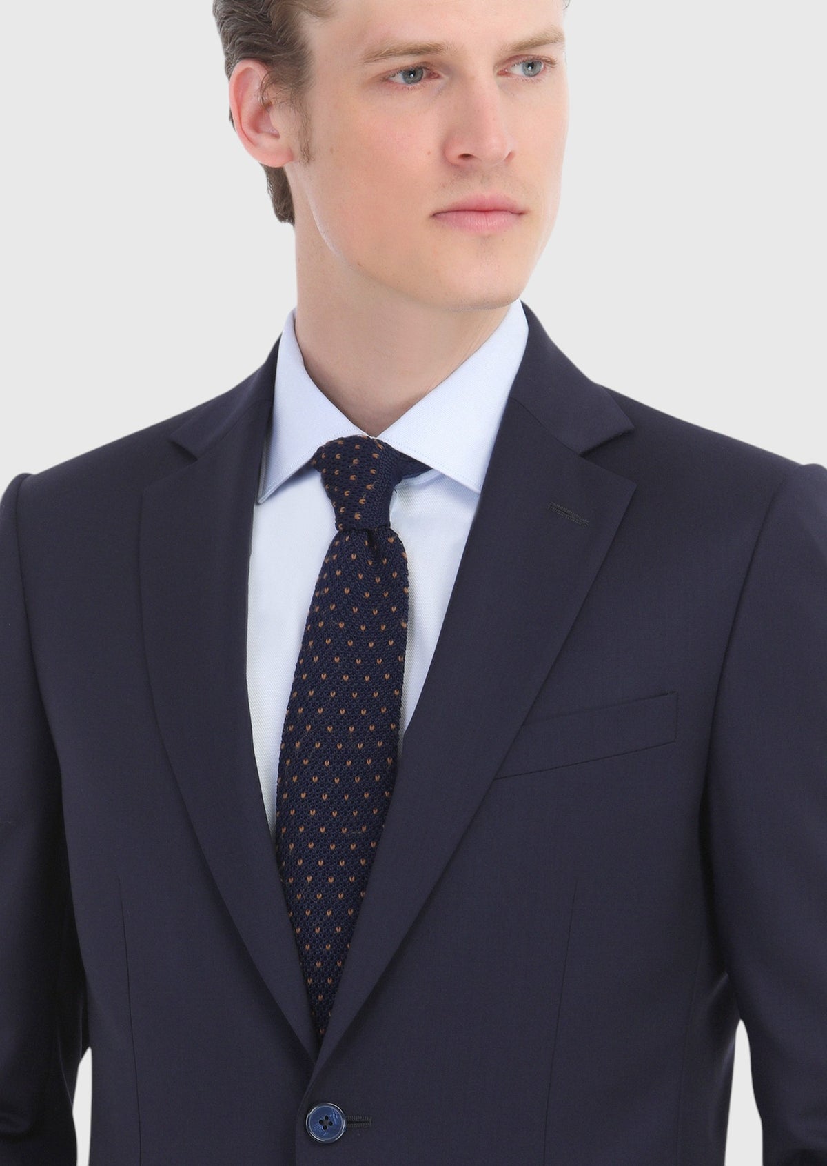 Lacivert Düz Thin&taller Slim Fit %100 Yün Takım Elbise
