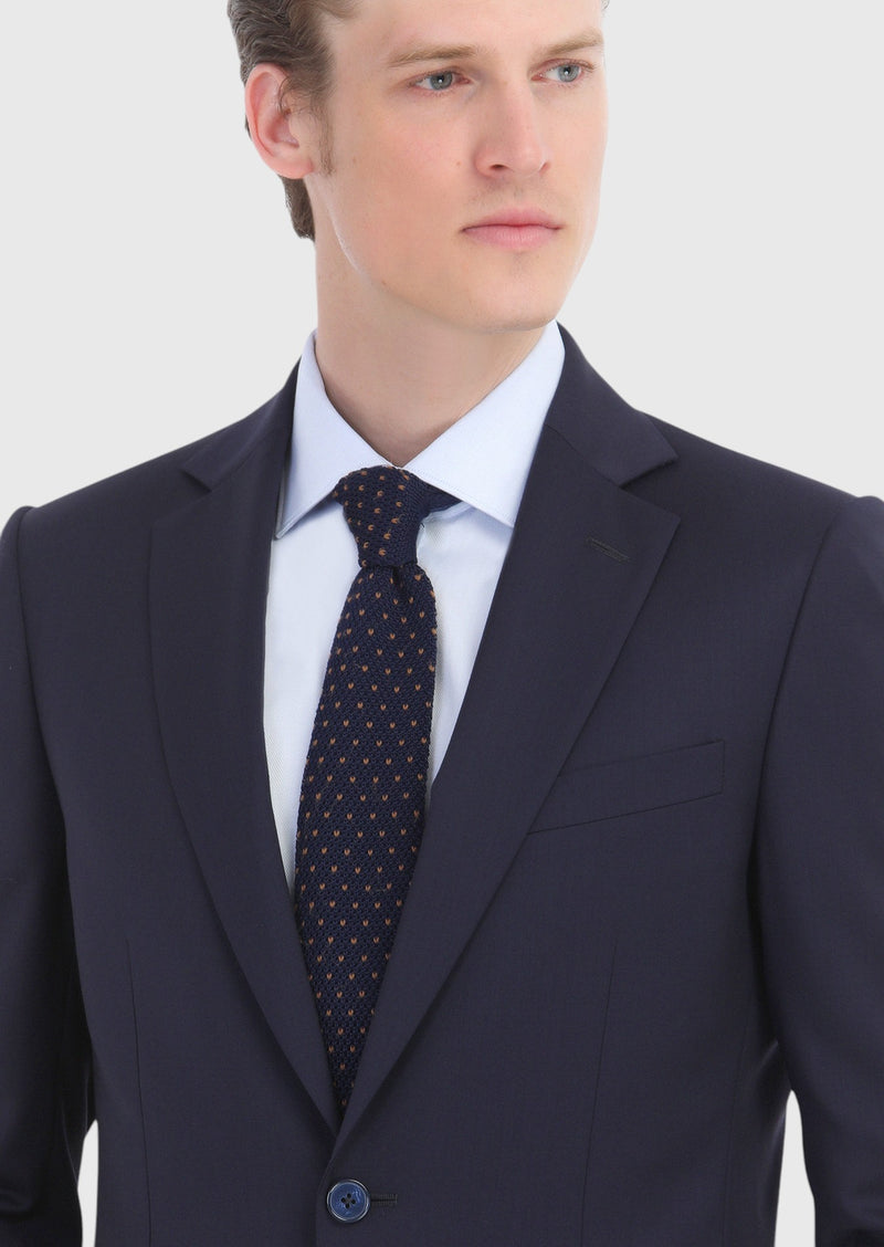 Lacivert Düz Thin&taller Slim Fit %100 Yün Takım Elbise