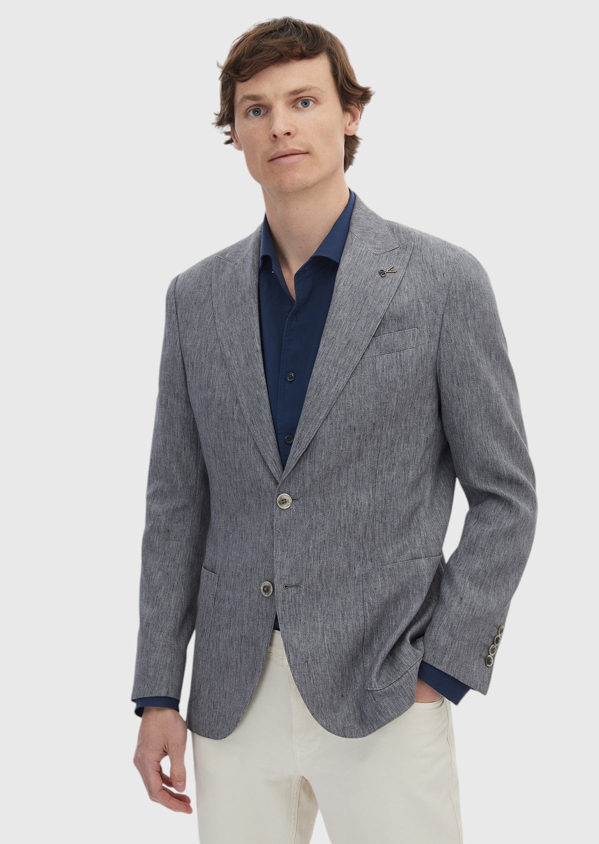 Koyu Gri Desenli Zeroweight Slim Fit Pamuk Karışımlı Ceket