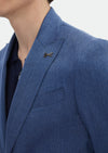 İndigo Desenli Zeroweight Slim Fit Pamuk Karışımlı Ceket