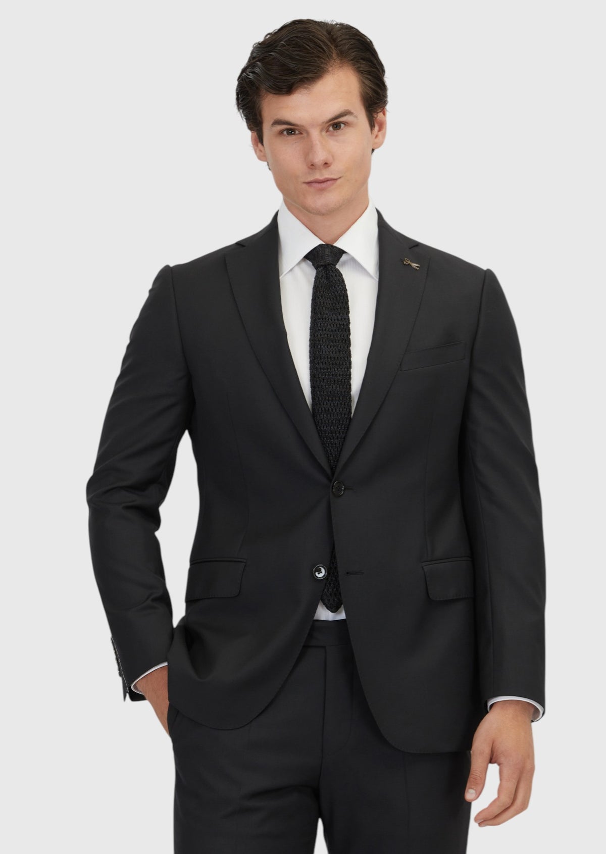 Gri Düz Regular Fit %100 Yün Takım Elbise