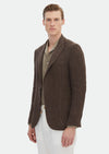 Kahverengi Desenli Shirt Shoulder Slim Fit %100 Keten Ceket