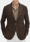 Kahverengi Desenli Shirt Shoulder Slim Fit %100 Keten Ceket