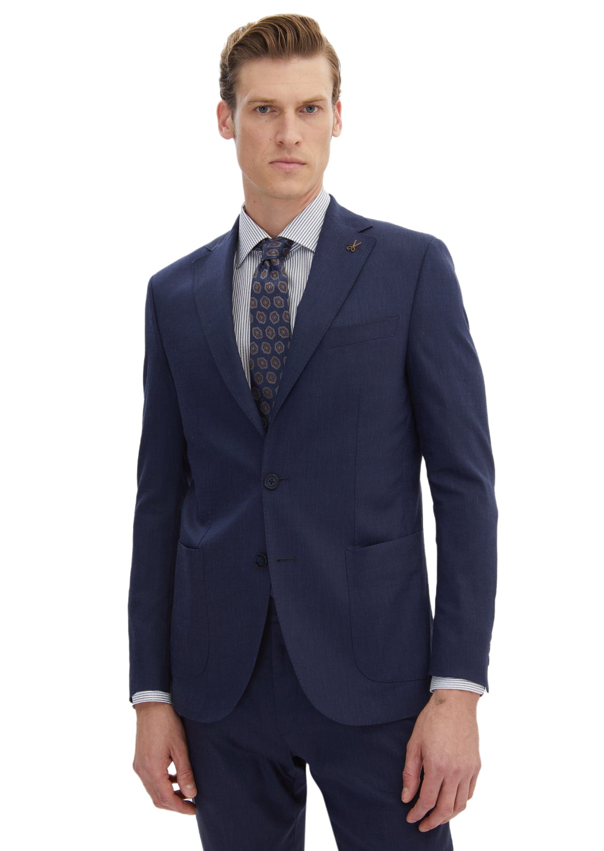 Lacivert Düz Zeroweight Slim Fit Yün Karışımlı Takım Elbise