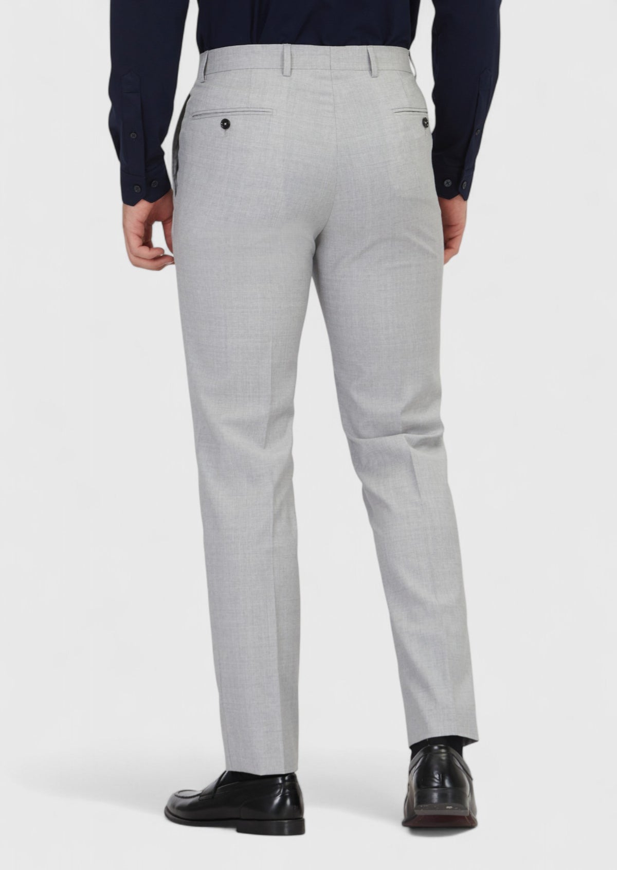 Gri Düz Dokuma Regular Fit Klasik %100 Yün Pantolon