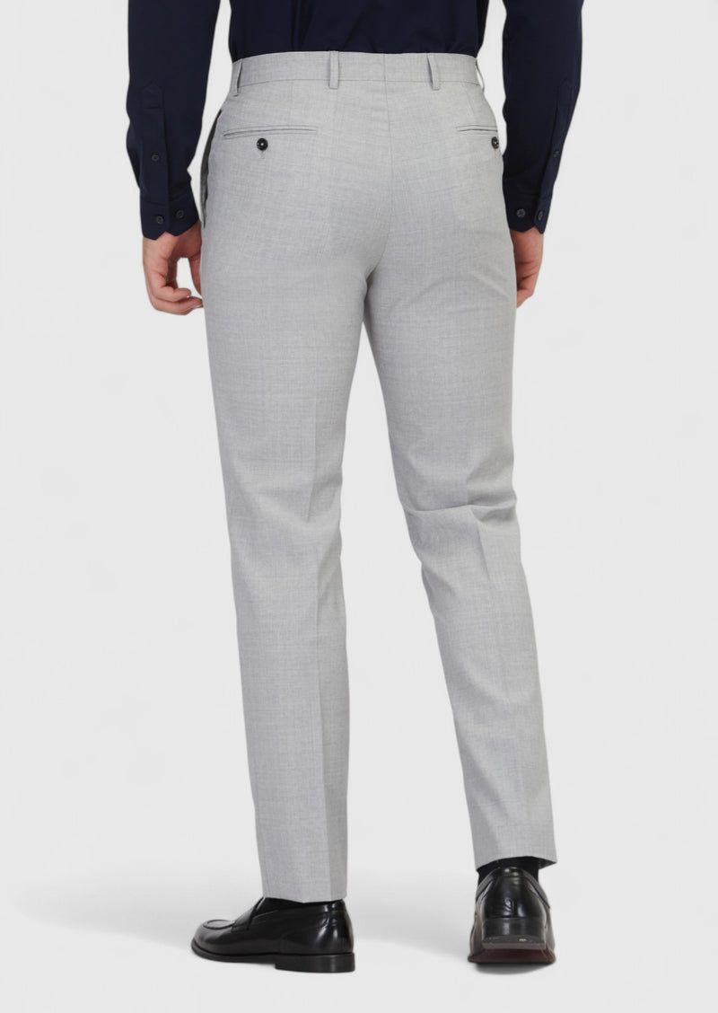 Gri Düz Dokuma Regular Fit Klasik %100 Yün Pantolon