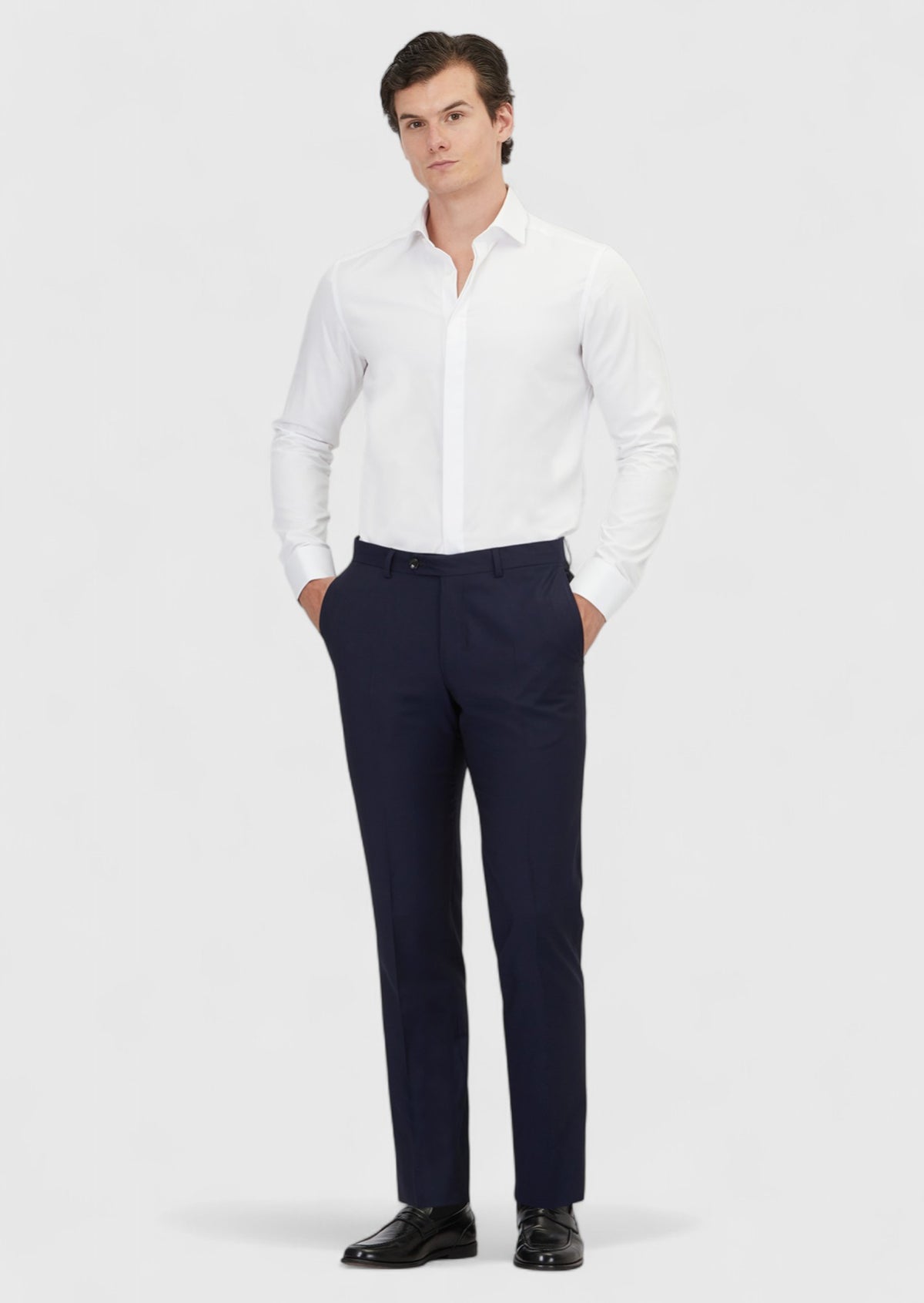Lacivert Düz Dokuma Regular Fit Klasik %100 Yün Pantolon