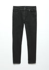 Siyah Düz Slim Fit Denim Pamuk Karışımlı Pantolon