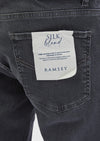 Koyu Gri Düz Slim Fit Denim İpek Karışımlı Pantolon