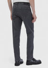 Koyu Gri Düz Slim Fit Denim İpek Karışımlı Pantolon