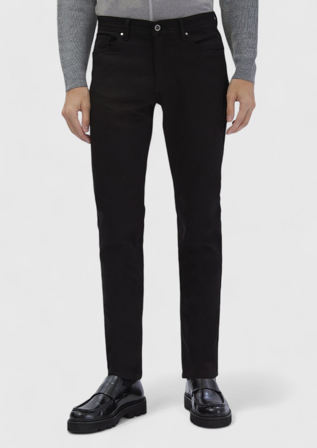 Siyah Düz Dokuma Slim Fit Casual Pamuk Karışımlı Pantolon