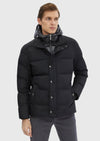 Siyah Regular Fit Kapüşonlu Dokuma Mont