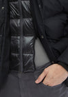 Siyah Regular Fit Kapüşonlu Dokuma Mont