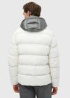 Ekru Regular Fit Kapüşonlu Casual Dokuma Mont