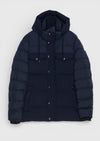 Lacivert Regular Fit Kapüşonlu Casual Dokuma Mont