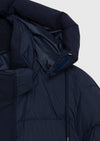 Lacivert Regular Fit Kapüşonlu Casual Dokuma Mont