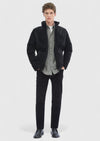 Siyah Regular Fit Dik Yaka Casual Dokuma Mont