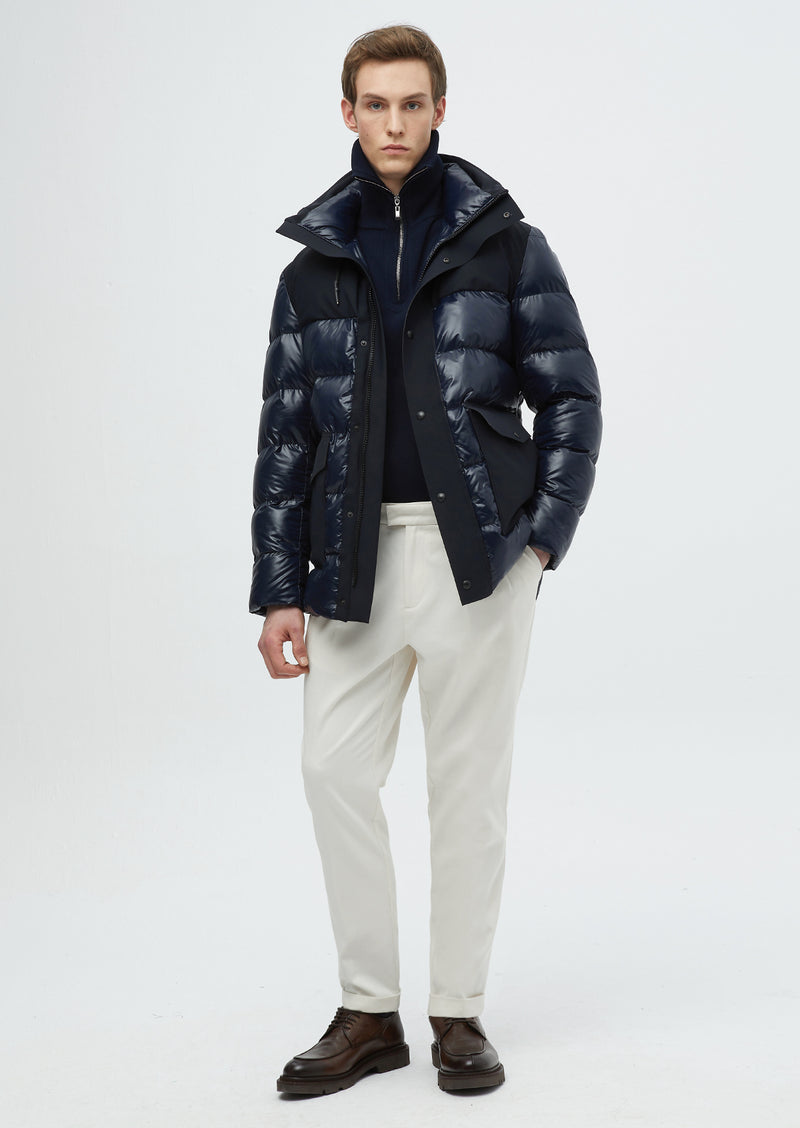 Lacivert Regular Fit Kapüşonlu Casual Dokuma Kaban