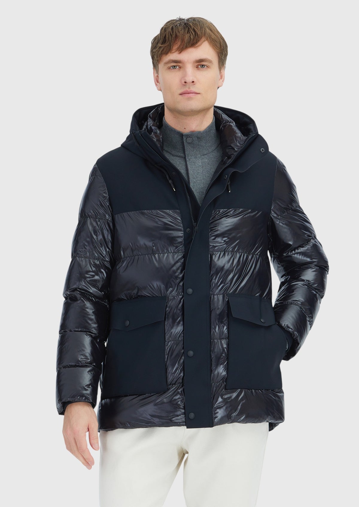 Black Hooded Weaving Coat