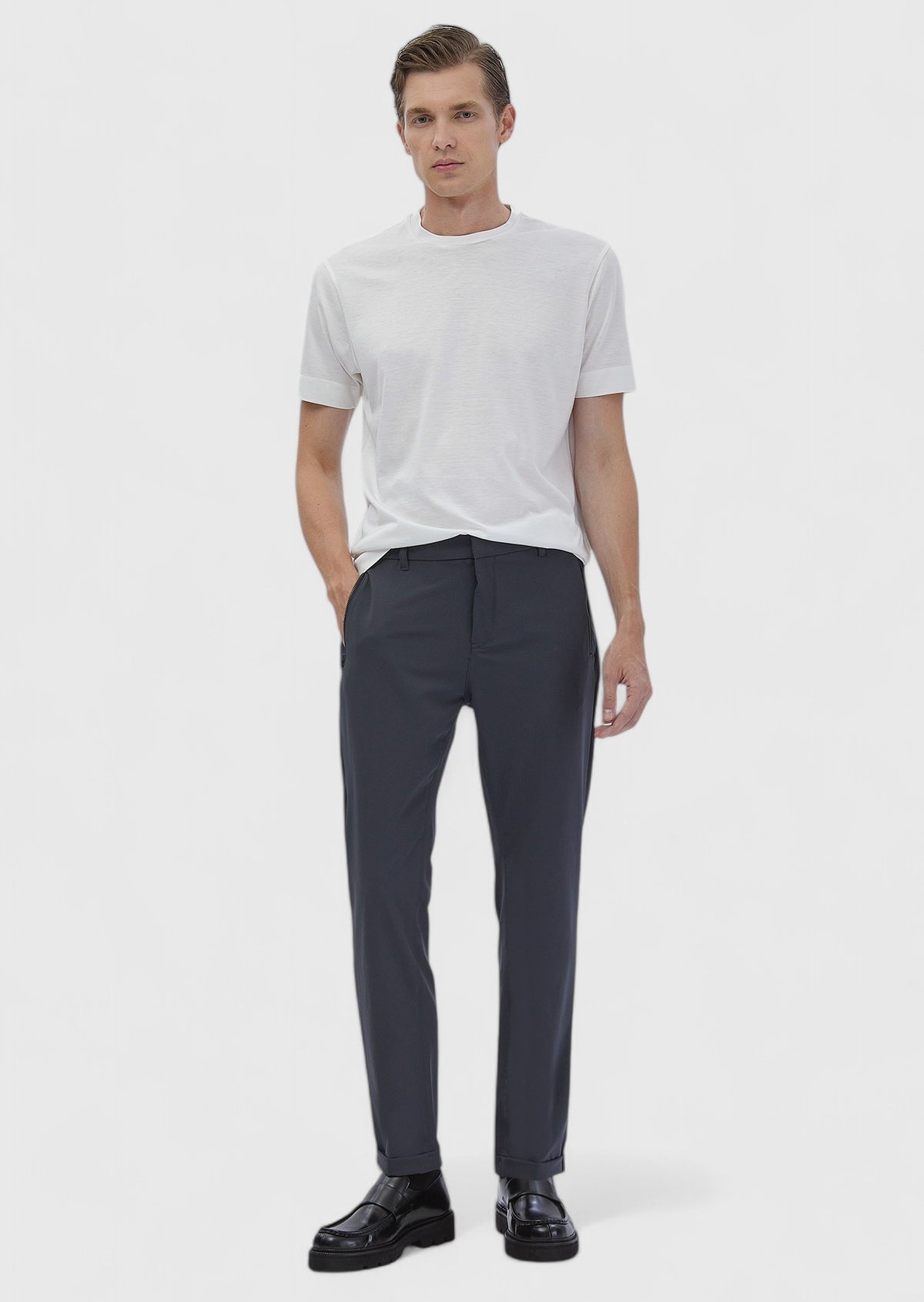 Dark Grey Knitting Jogging Fit Casual Trousers