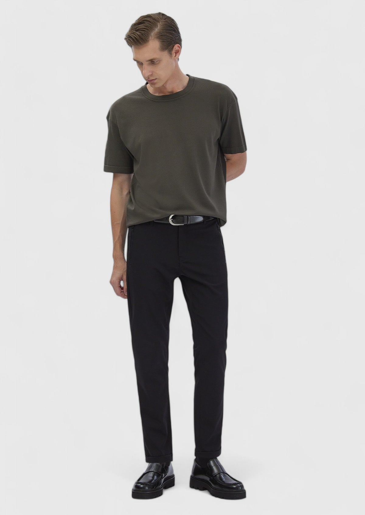 Black Knitting Jogging Fit Casual Trousers