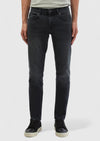Koyu Gri Düz Slim Fit Denim Pamuk Karışımlı Pantolon