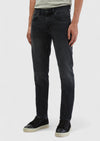 Koyu Gri Düz Slim Fit Denim Pamuk Karışımlı Pantolon