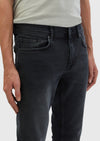 Koyu Gri Düz Slim Fit Denim Pamuk Karışımlı Pantolon