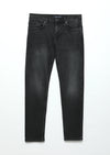 Koyu Gri Düz Slim Fit Denim Pamuk Karışımlı Pantolon