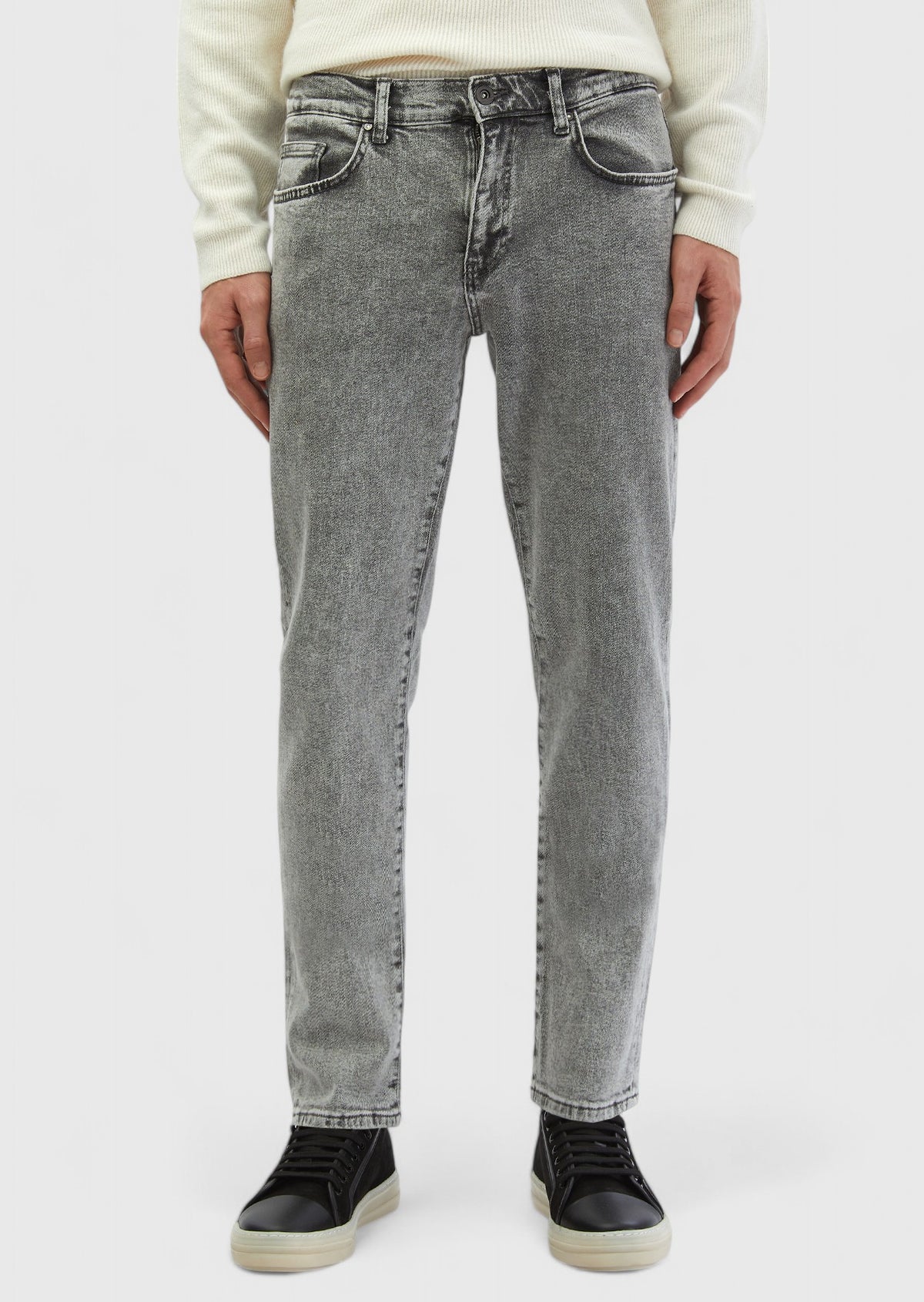 Gri Düz Regular Fit Denim %100 Pamuk Pantolon