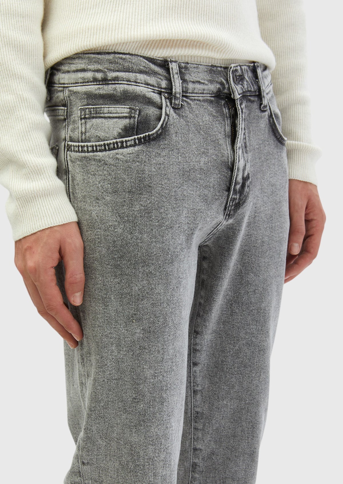 Gri Düz Regular Fit Denim %100 Pamuk Pantolon