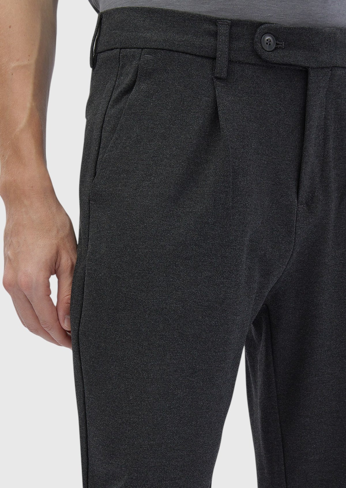Koyu Gri Düz Örme Regular Fit Casual Pantolon