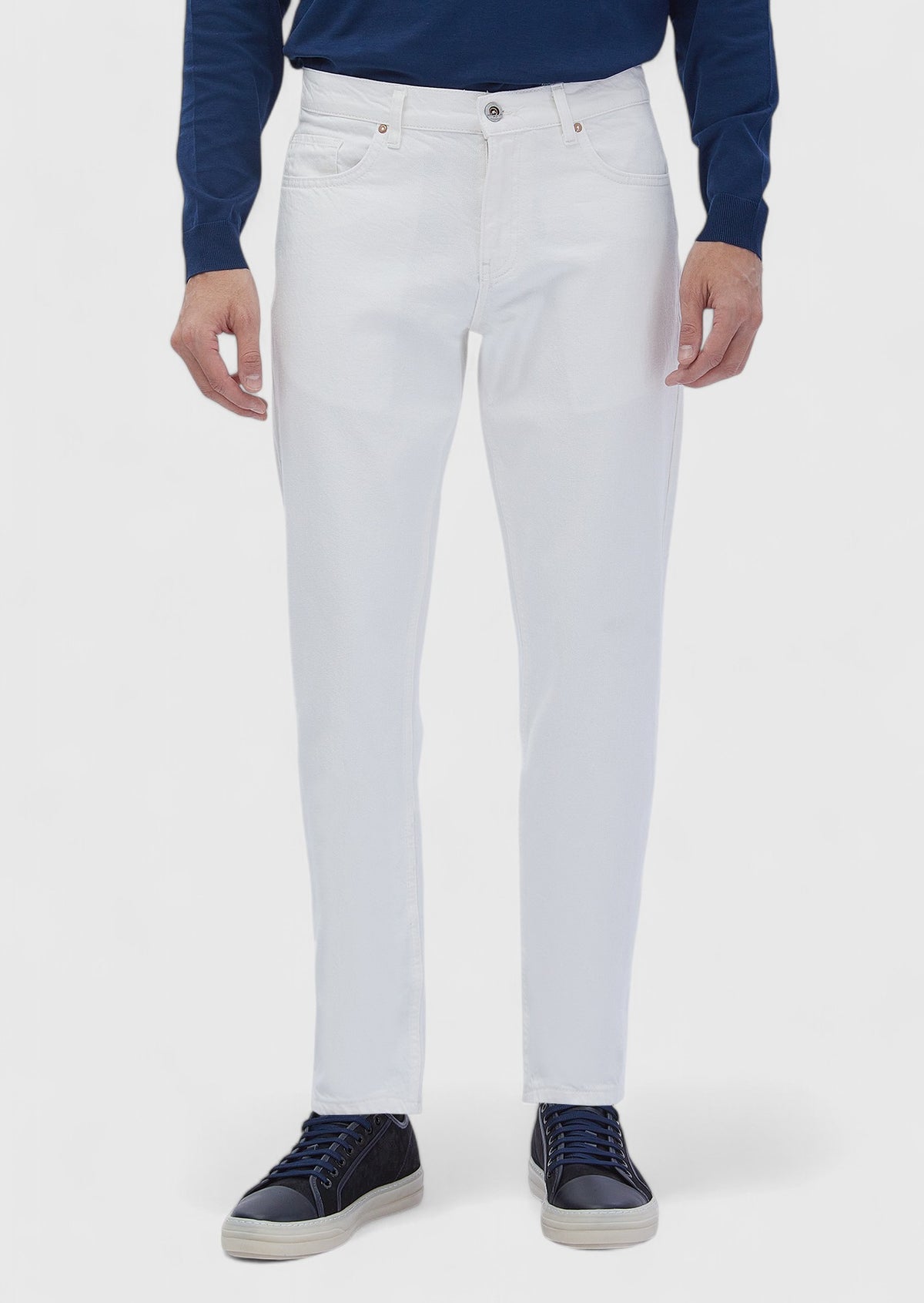 Beyaz Düz Regular Fit Denim %100 Pamuk Pantolon