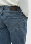 Mavi Düz Loose Fit Denim Pamuk Karışımlı Pantolon