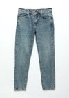 Mavi Düz Loose Fit Denim Pamuk Karışımlı Pantolon
